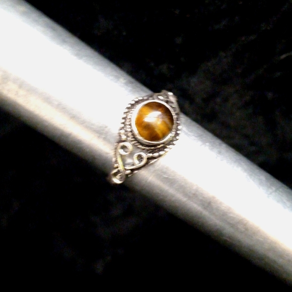 129 Tiger Eye Silver Gemstone Ring size 9 stamped 925 shipping sale - Picture 5 of 9